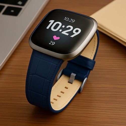 Alligator Leather Strap for Fitbit Versa 4/3 Sense2/ Sense Watch Band - Picture 9 of 41