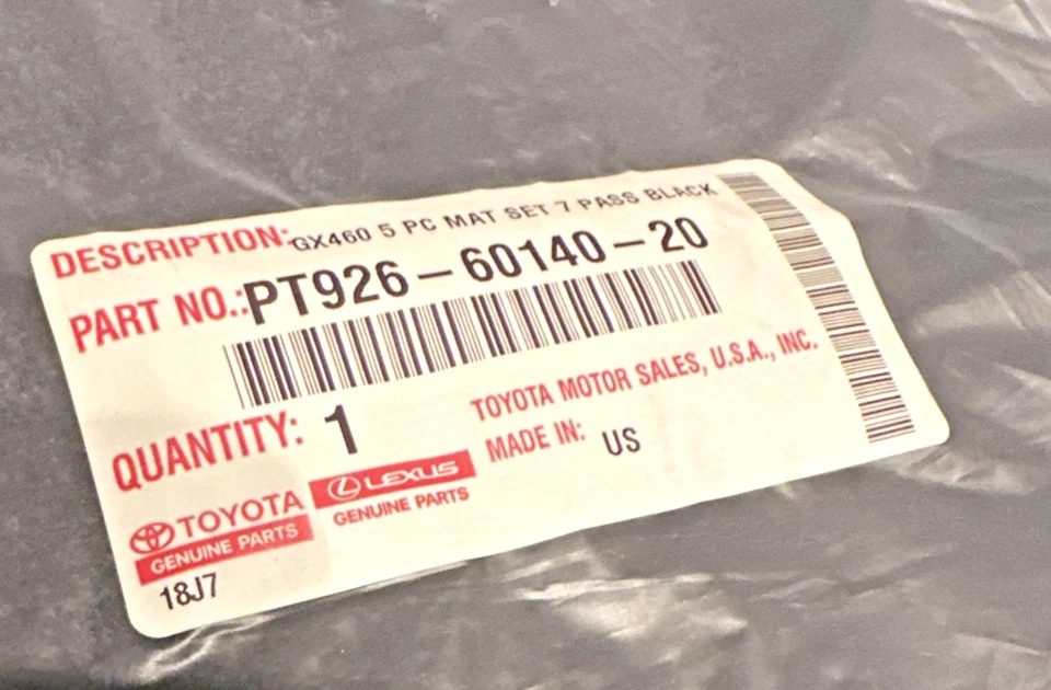 Juego de 5 alfombrillas negras OEM Lexus GX460 (2014-2018) nuevas en bolsa Foto 4 de 4