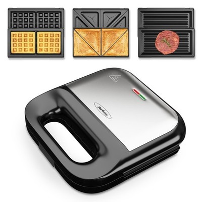 Waffle Iron, Panini Press Grill and Sandwich Maker Set, 3 in 1 Electric Sandw...