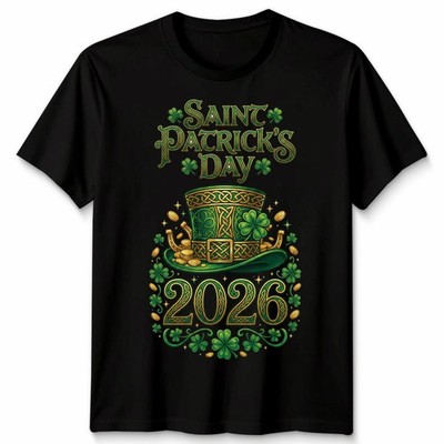 Saint Patrick Day 2026 Shamrocks Hat Parade Funny Parties Mens Womens T Shirt