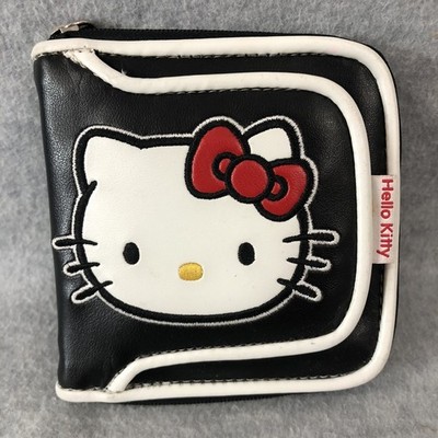 Vtg Y2K Hello Kitty Black Wallet With Mirror Sanrio 2003 Rare