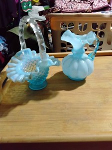 Vintage Blue Fenton Glass Decor