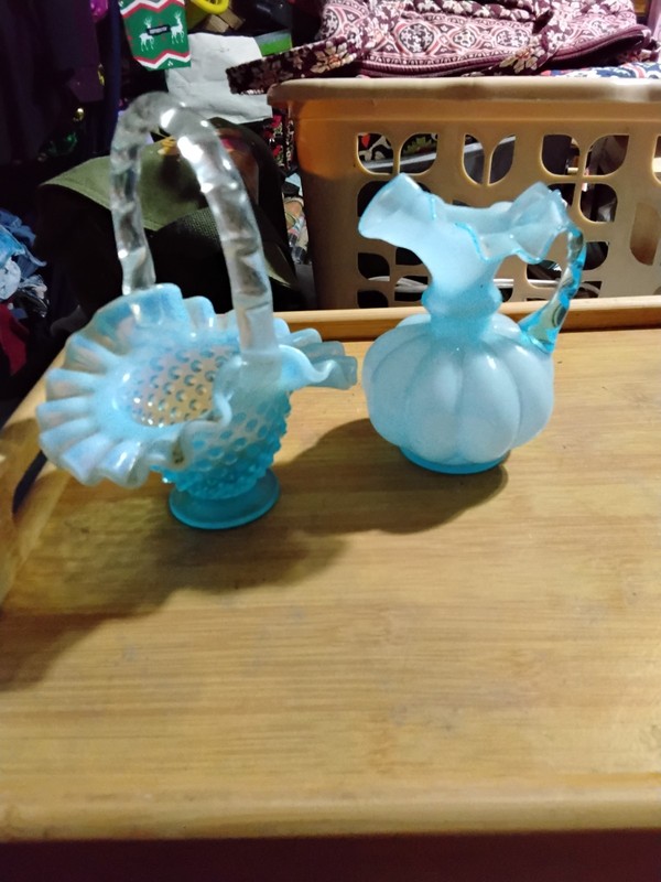 Vintage Blue Fenton Glass Decor