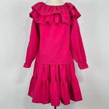 Womens Square Dance Rodeo Queen Outfit Sz Small Hot Pink Ruffle Ranch Western