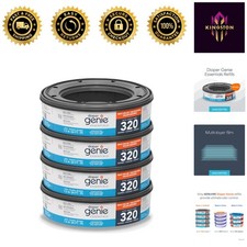 Essentials Diaper Genie Refill Pack of 4 Unscented Odor Lock for 1280 Newborns
