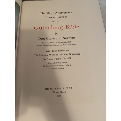 Census of The Gutenberg Bible 500th Anniversary Pictorial 1961 - No.& Signed - 第 8/12 張圖片