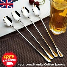 4pcs Long Handle Coffee Spoons Stainless Steel Iced Tea Dessert Spoons
