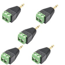 5Pcs 3.5mm TS Mono Male Plug To 2 Pin 2-Screw Terminal Block Balun Converter