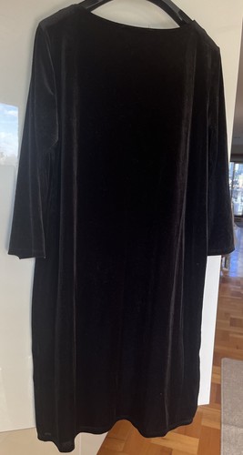 TIANA B (made in USA) Black Velvet Shift Dress 3/4 slve Size 14/16 EXC - Picture 3 of 5