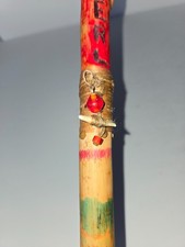 Hand-Carved Hand-Painted Vintage Wooden Cane or Walking Stick 35.5" 1" thick