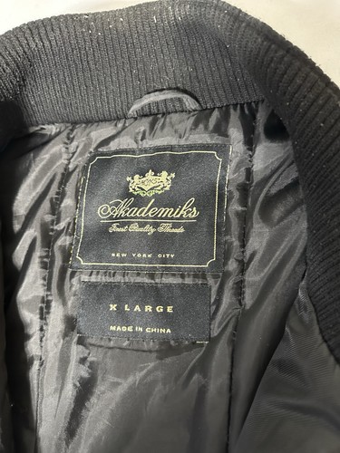 Vintage Akademiks Bomberjacke Herren XL Satin Schwarz Hip Hop Reißverschlüsse Taschen Y2K - Bild 6 von 12