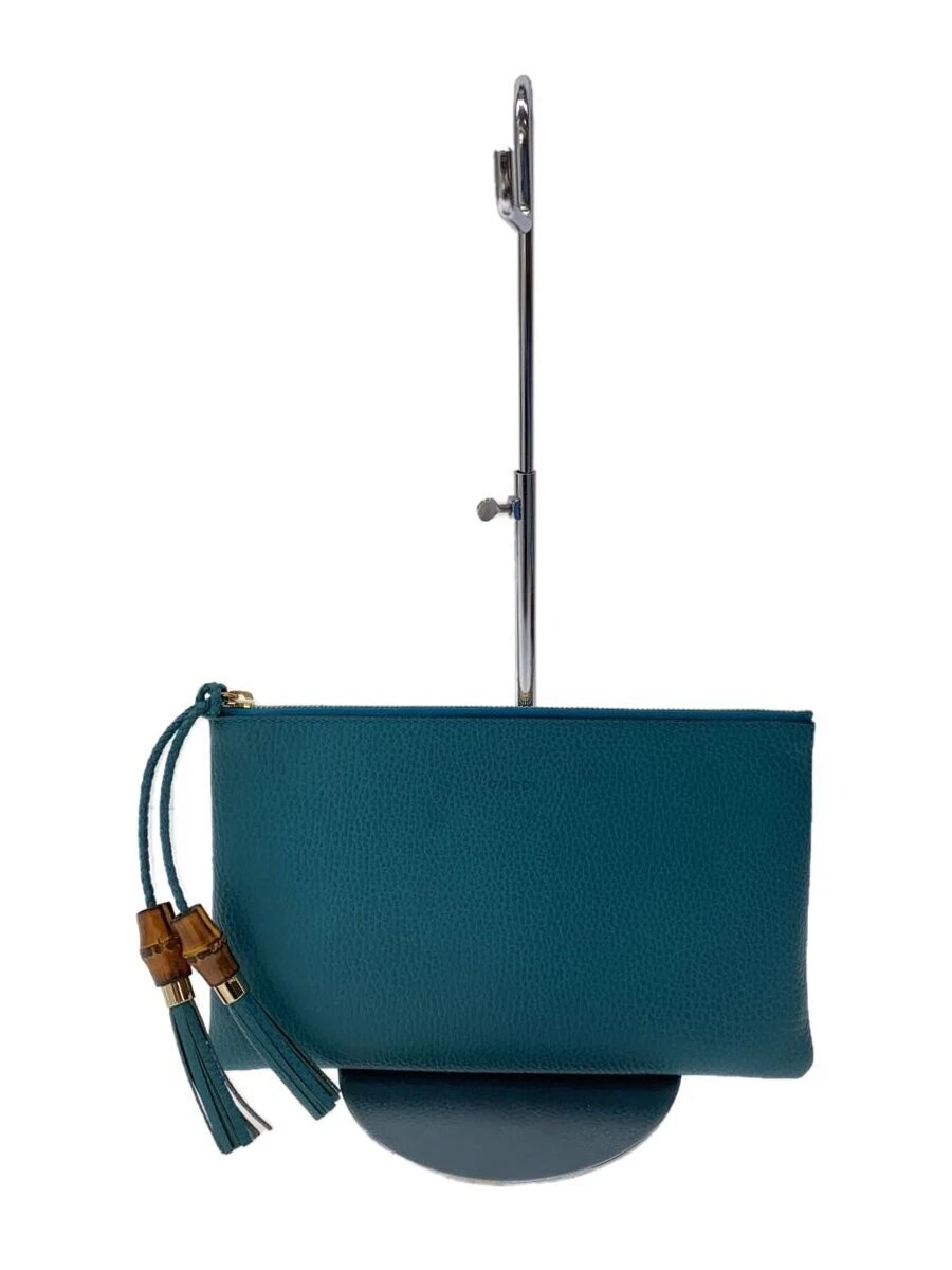 Sac pochette GUCCI cuir BLEU couleur unie 449652