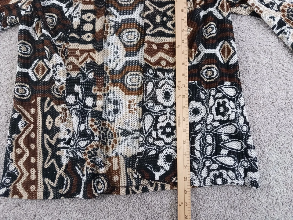 TanJay 2X Womens Sweater Cardigan Brown Geometric Open Front Polyester - Image 3 of 4