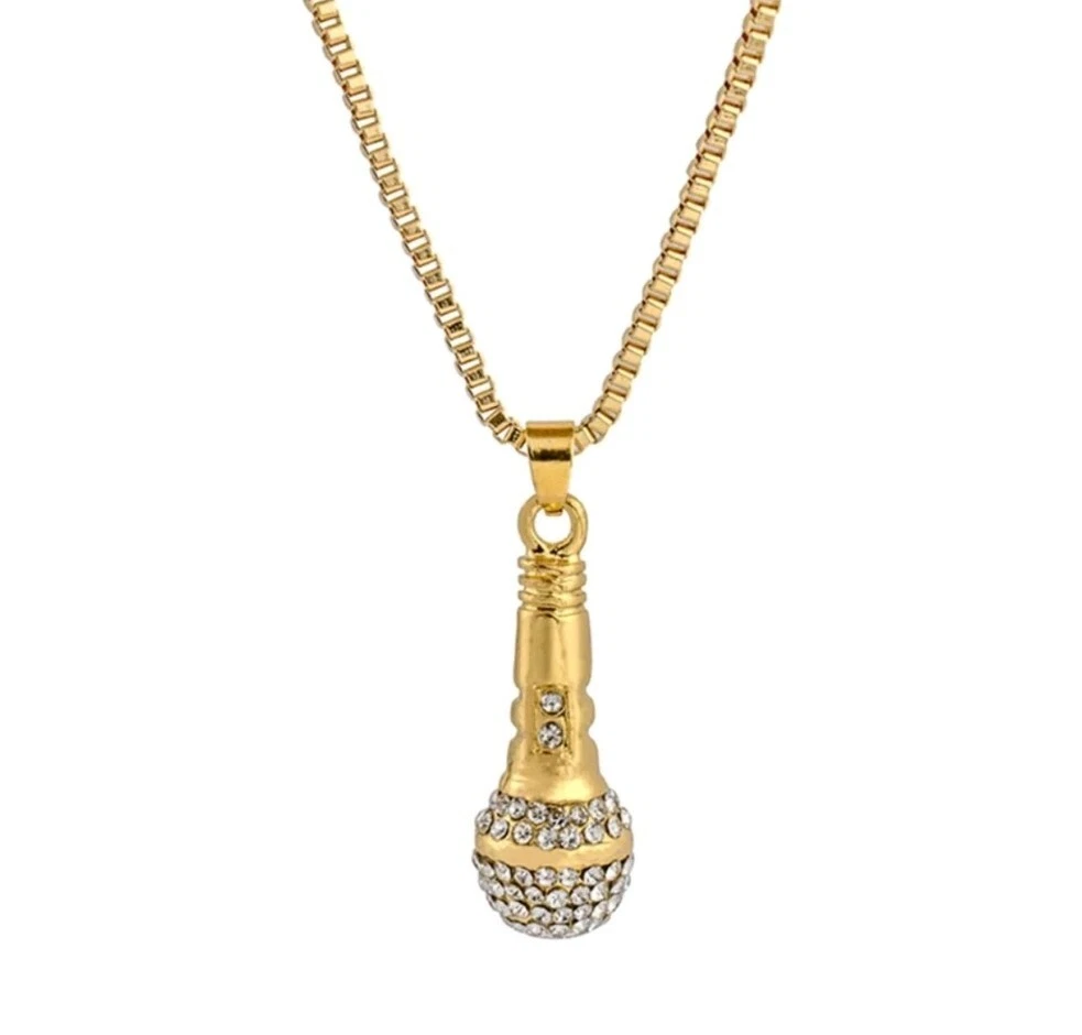 Gold cheap microphone pendant
