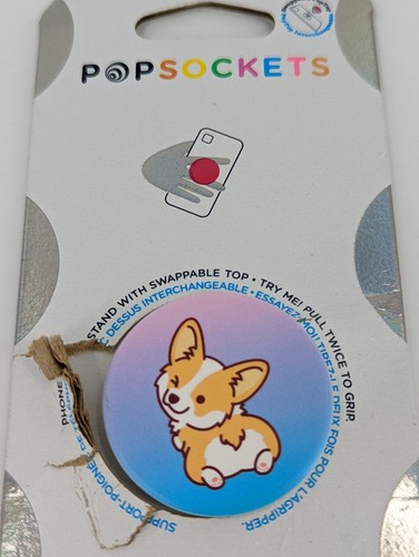 PopSockets Phone Grip Cheeky Corgi Puppy PopGrip & Stand Swappable Top Swap - Picture 2 of 3