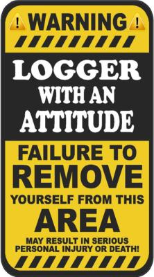 Logger Warning Yellow Decal Lumberjack Logging Hard Hat Gloss Sticker WS2 VAR