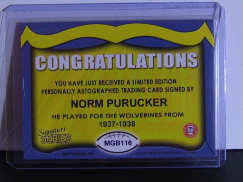 TK Legacy Norm Purucker M Go Blue Autograph Card (MGB116) - Picture 2 of 2