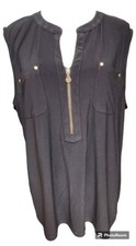 Anne Klein Black Top Size XL Sleeveless Designer Vest Style Gold Accents