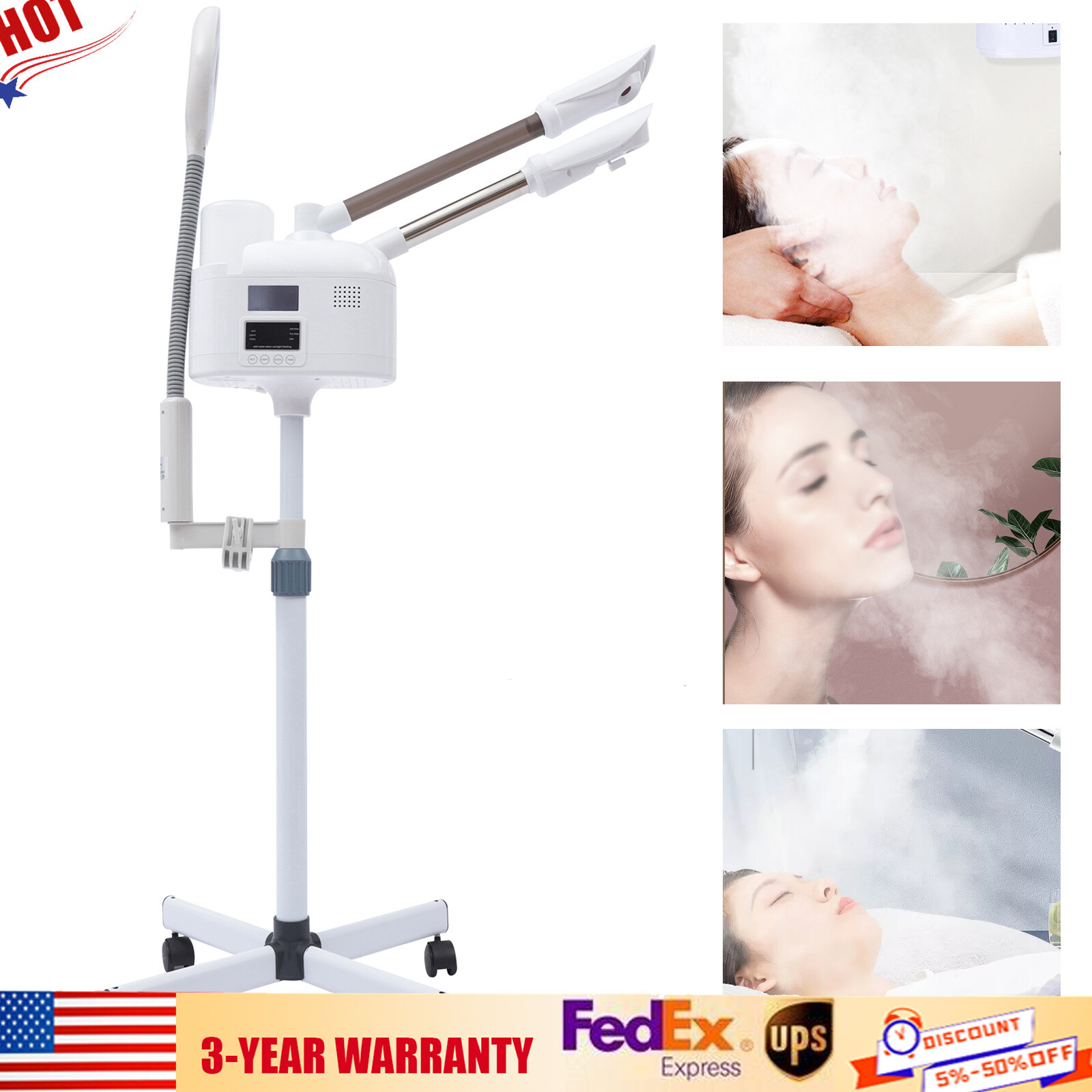3in1 Portable Facial Steamer OZone Spa Salon Face Sauna Skin Care Steam Machine