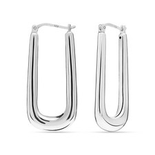 Pure 925 Sterling Silver Handmade Classic Chunky Hoop Earrings for Women 40 MM