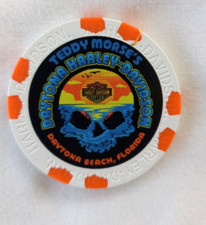 Harley Davidson Daytona Beach Poker Chip New Teddy Mores White/Orange  New
