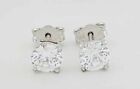 Lab Created 1.50 Cts White Sapphire Stud Earrings .925 Silver - New With Tag