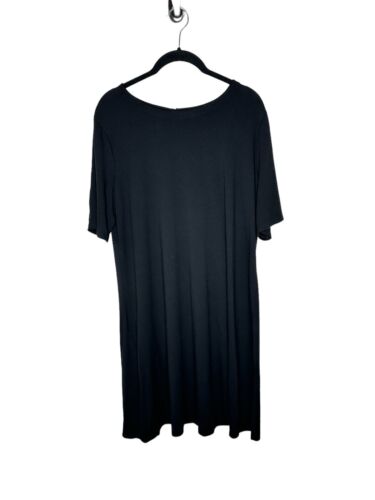 Eileen Fisher Womens Jersey Knit Shift Dress Large Stretch Keyhole Black