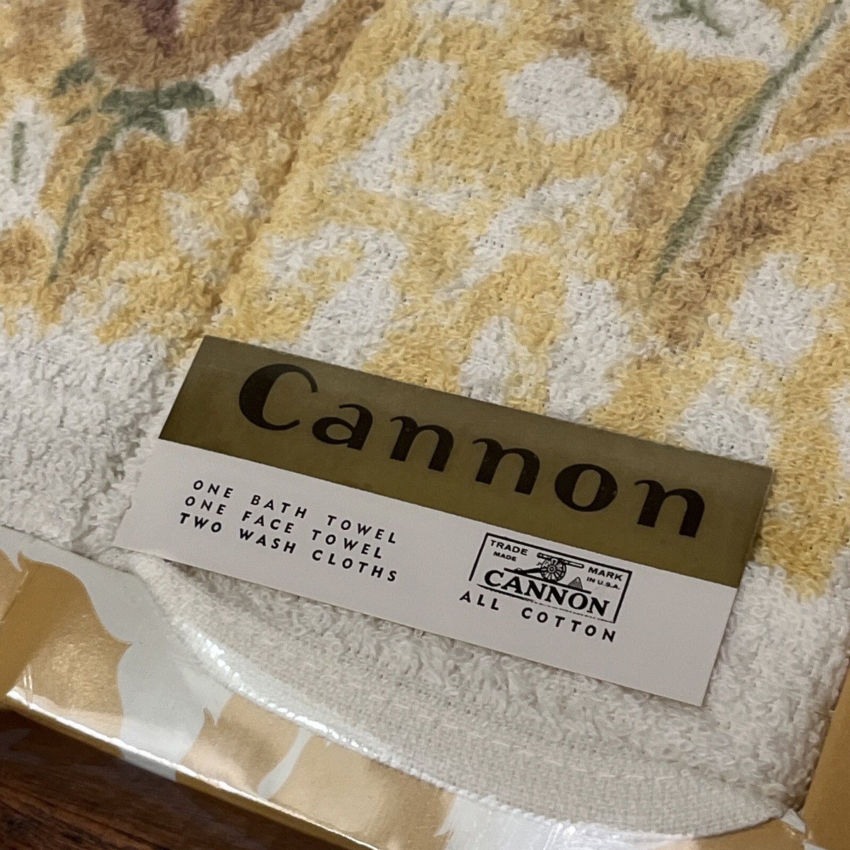 NEW NOS Vtg Cannon Cotton Bath Towel 4pc Gift Set Orange Brown w
