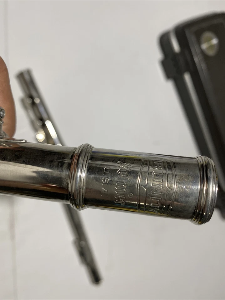 复古 60 年代邦迪塞尔默长笛 Elkhart 印第安纳州美国原装盒银盘 — 第 4/4 张图片