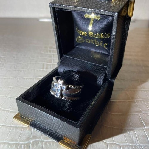 LOREE RODKIN GOTHIC Cross ring Silver 925 Cubic zirconia Size US 8.5 With Box - Picture 17 of 22
