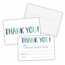 Minimal Thank You Cards, Colorful Fill In The Blank Thank You Minimal Blue