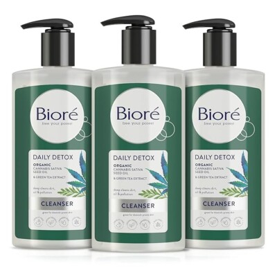 BIORE DAILY DETOX ORGANIC GREEN TEA FACIAL CLEANSER 6.77oz (3 PACK)