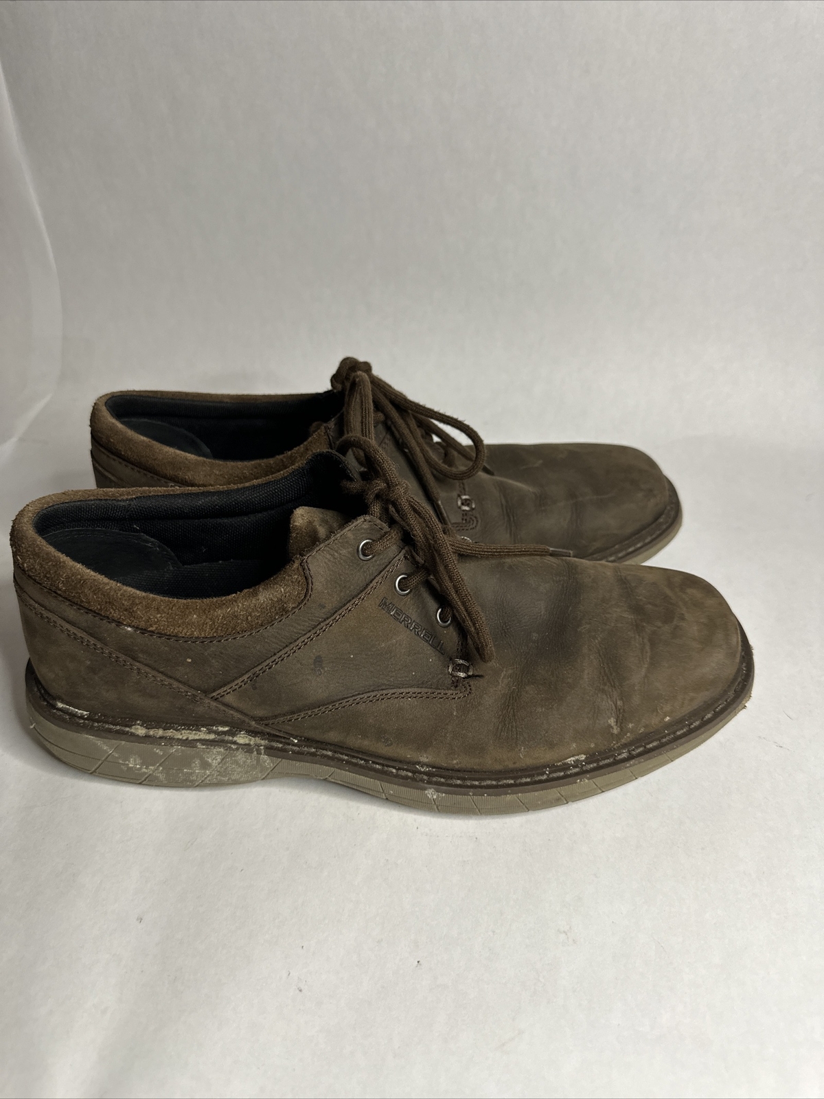 Scarpa casual Merrell World Vue pizzo nero ardesia marrone pelle oliata uomo 10 5