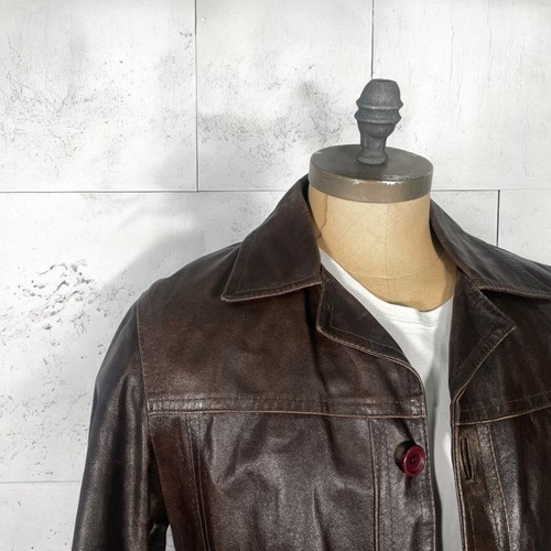 Chaqueta Vintage Bomber De Piel Verdadera Marrón Oscuro Para Hombre - Talla S - Imagen 11 de 15