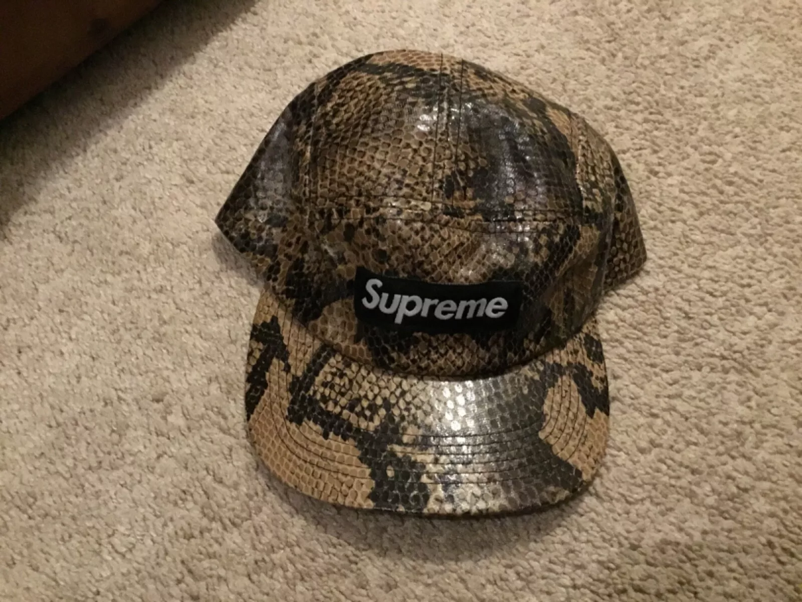 Chapeau casquette de camp en peau de serpent Supreme FW2011 5 panneaux