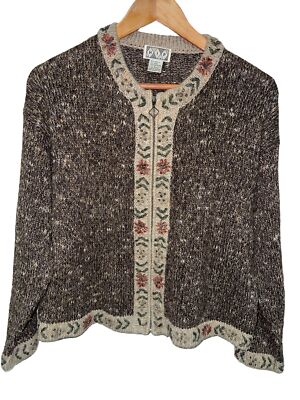 Vintage Hip Rap Wool Cardigan Sweater Grandma Core Full Zip