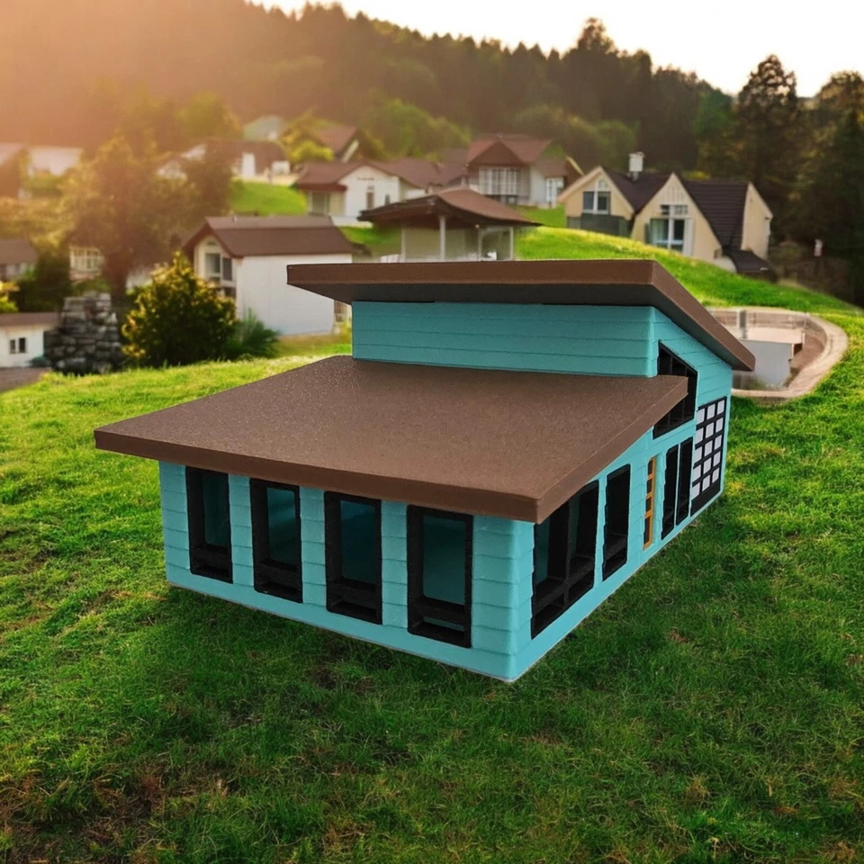 Devonshire Mid Century Modern House 1960s 1:48 O Scale Built Building - Image 3 of 4