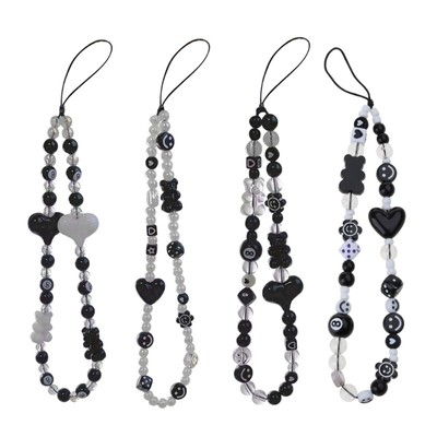 Fashion Women Beaded Lanyard Heart Bear Dice-Shape Beaded Cell-Phone Lanyard