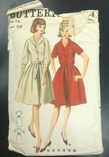 Butterick sewing pattern 3364 shirtdress dress pleated miss 12 bust 32 vtg 60s