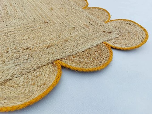 Alfombra de vieira de yute con forma rectangular alfombra de área trenzada a mano para sala de estar pasillo - Imagen 39 de 42