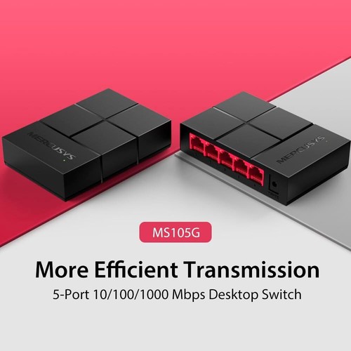 MERCUSYS MS105G 5-Port Gigabit Netzwerk LAN Switch 1000 MBit/s Auto-MDI/MDI - Bild 2 von 6