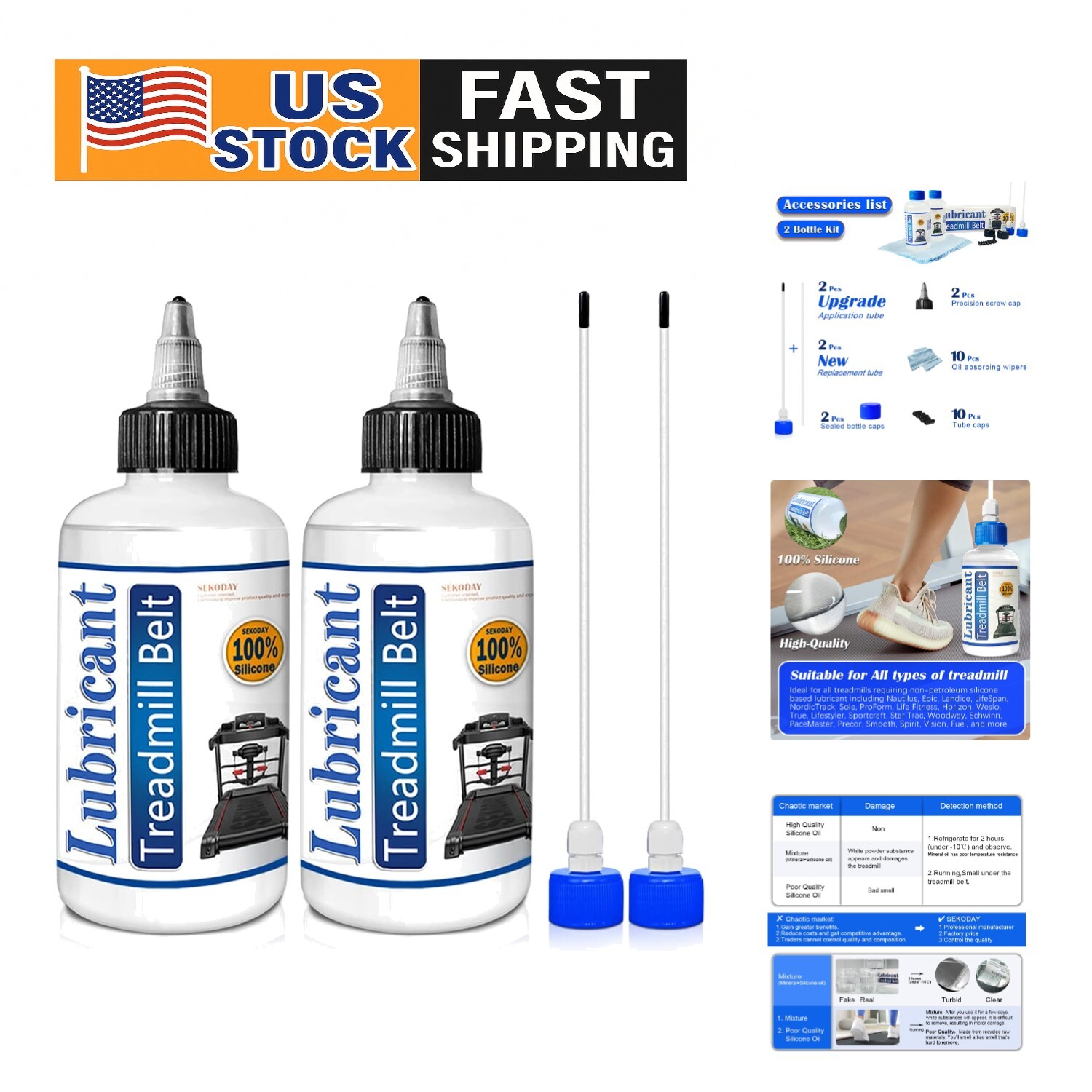 8.4 Oz Silicone Treadmill Lubricant & Application Kit for Easy Maintenance