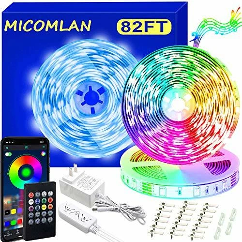 82.5 Ft 25m LED Strip Light Micomlan Music Sync Color Changing RGB