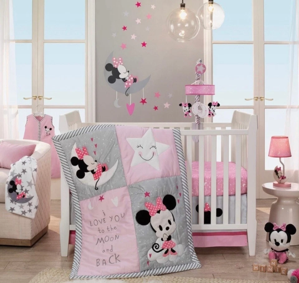 Nuevas calcomanías de pared Disney Baby Minnie Mouse rosa/gris de Lambs & Ivy 52x33 Foto 2 de 4