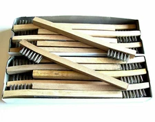 24-PACK 8" LONG STAINLESS STEEL WIRE WOOD HANDLE BRUSH RUST & DIRT REMOVAL 
