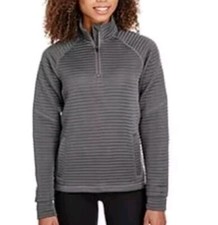 Spyder Women's Capture 1/4 Zip Gray Ribbed Pullover Fleece Sweater Sweatshirt XL