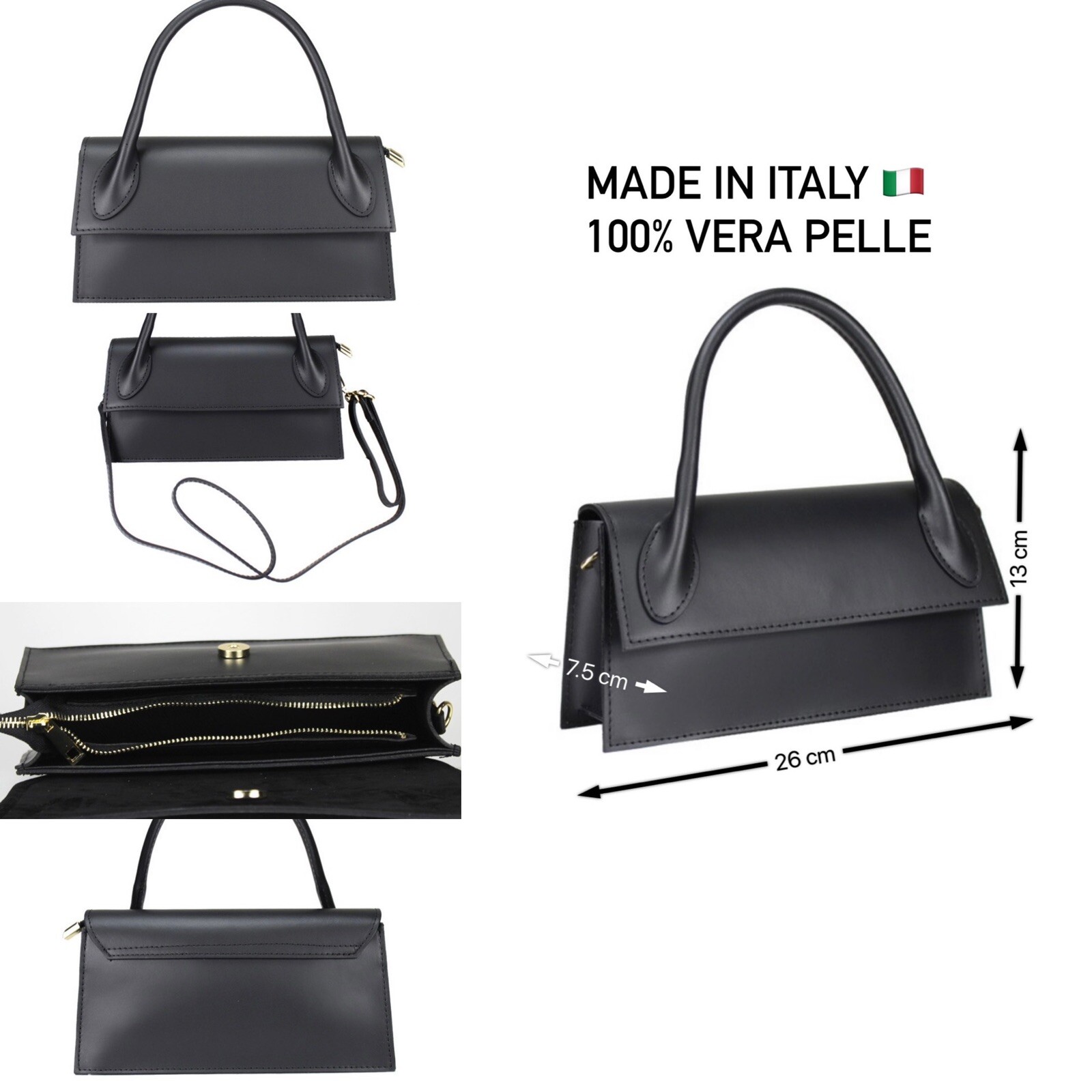 Borsa in Vera Pelle Donna con Manico Rigido foto 3
