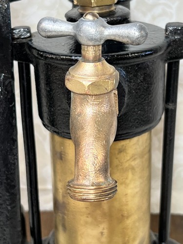 Antique Well Hand Pump on Wood Base Gold & Black FIB Maker Marking? - Picture 6 of 23