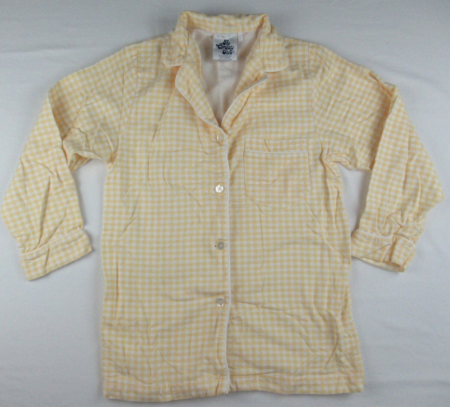 The Company Store Women's Flannel Sleep Shirt Yellow Plaid Size M