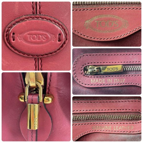 Tod’s Sella Hand Bag Shoulder Bag Crossbody 2way Red Leather Used From Japan - Picture 10 of 12